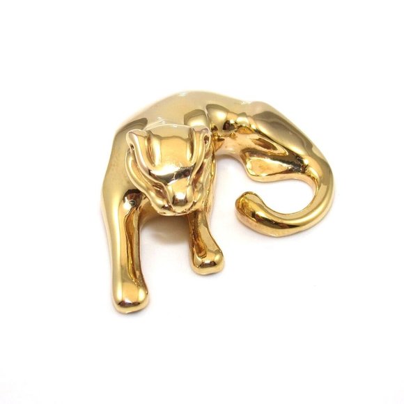 14K Gold Italy Puffy Panther Leopard Cat Pendant - Picture 2 of 5